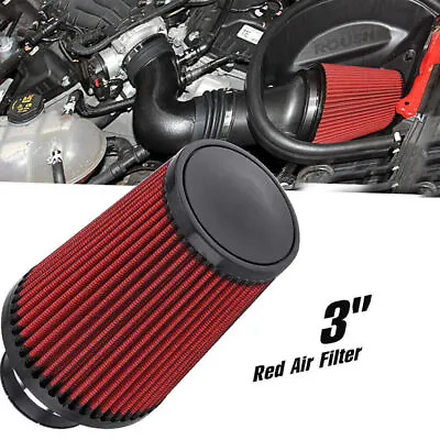 3  76mm High Flow Inlet Cleaner Dry Filter Cold Air Intake Cone Red 9 Inch Tall • $22.88