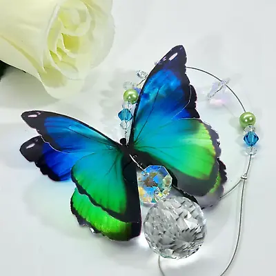 Butterfly Crystal Suncatcher Car Mirror Sun Catcher Handmade Gift Suncatchers • £10.50
