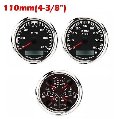 W PRO 110mm 3 Gauge Set GPS Speedometer MPH °F PSI Waterproof Car Marine Boat • $180.49