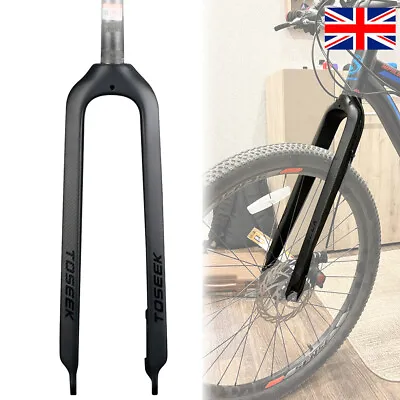 TOSEEK Full Carbon Fiber MTB Forks 1-1/8  Disc 26/27.5/29  Bicycle Rigid Fork UK • £75