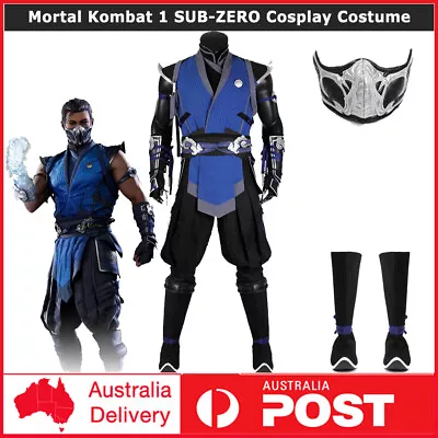 Mortal Kombat 1 SUB-ZERO Cosplay Deluxe Costume Full Set Outfits+Mask Halloween • $64.52