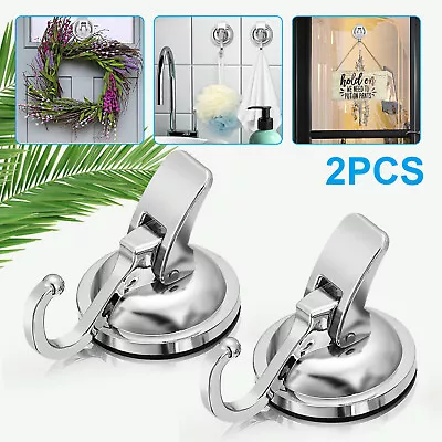 2PCS Heavy Duty Strong Suction Cup Hooks Waterproof Wall Hanger Kitchen Bathroom • $10.98