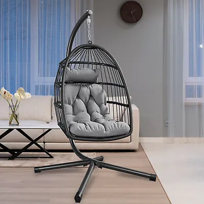 TAUS Hanging Egg Swing Chair Stand Hammock Patio Chair Indoor Outdoor W/Cushion • $166.54