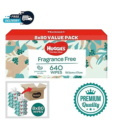 $27.39 • Buy 640 HUGGIES Thick Baby Wet Wipes Bulk Mega Pack Fragrance Free- Baby Wipes