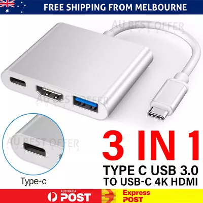 $12.85 • Buy 3in1 Type C To USB-C HDMI USB 3.0 Adapter Converter Cable Hub For MacBook Pro AU