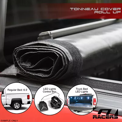 For 14-18 Silverado/Sierra 1500 6.5 Bed LoPro Roll Up Tonneau Cover W/Velcro+LED • $211