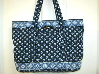 VERA BRADLEY Nantucket Navy Blue Toggle Tote Purse 11 X 9 X 4 GUC • $18.99