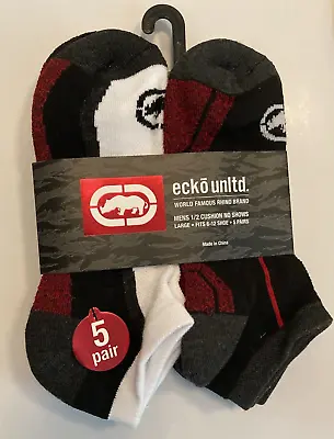 ECKO UNLIMITED Men's Socks 1/2 Cushion No Show 5 Pair Shoe Sz. 6-12 Brand New • $5.99