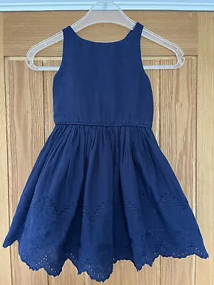 £7.99 • Buy Ralph Lauren Girls Navy Blue Strappy Navy Blue Embroidery Anglaise Dress - Age 5