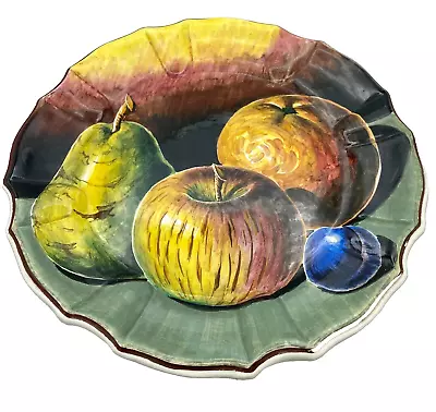 Vintage Cake Stand Handpainted Made In Italy Fruit Pattern 11 D Chip Pastry Cake • $11.50