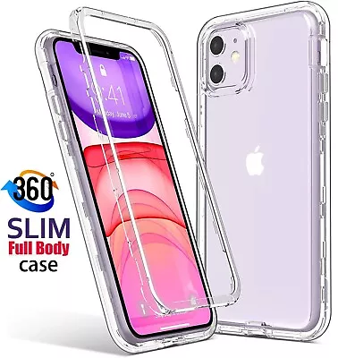 CLEAR Case For IPhone 11 Pro XS Max XR Se 8 7 Plus 360 Silicone Shockproof Cover • £4.02