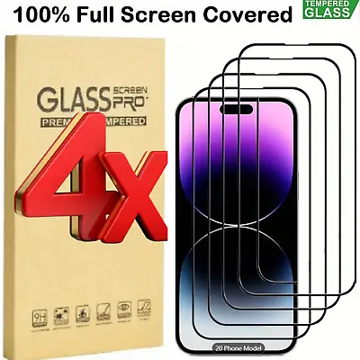 Full Tempered Glass Screen Protector For IPhone 15 Pro Max 14 13 12 11 XR SE 7 8 • £3.98