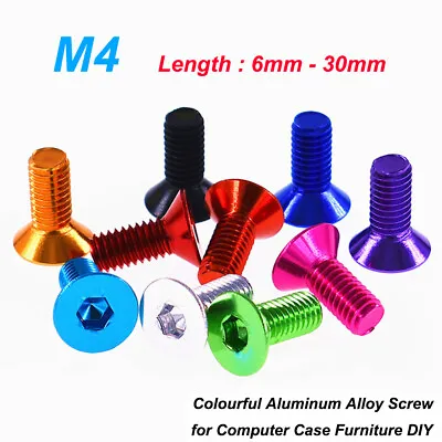 M4 Hex Socket Allen Screws Aluminum Alloy Countersunk Head Bolts Puter Case DIY • $1.09