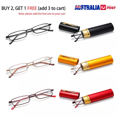 Slim With Pen Clip Tube Case Eyeglasses Readers For Men Women Reading Glasses • $16.98