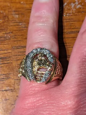 Vintage Trubrite 10k Gold Horseshoe Ring .45 CT Diamond • $400
