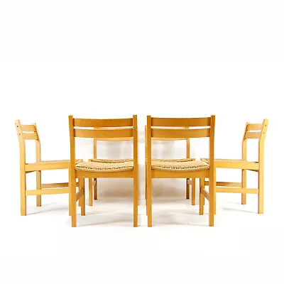 6 Retro Vintage Danish Paper Cord Dining Chairs Mid Century Modern 60s 70s Teak • £895