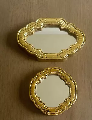 Two Vintage Home Interior Gold Accent Mirrors 7.5” X 5” And 5” X 5” • $15.75