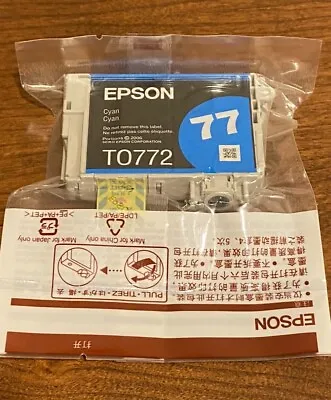 New Epson 77 Cyan Blue  Ink Cartridge T0772 GENUINE Airtight Sealed Bag  No Box • $17.99