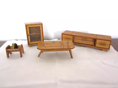 Vintage Doll House 4 Wood Danish Modern Furniture 1950's • $25