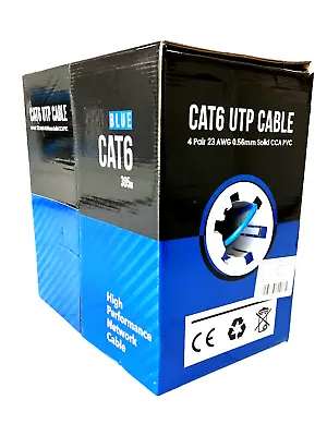 $83.80 • Buy *All Metro* Premium Cat6 305M BLUE CCA 23AWG UTP Ethernet Lan Network Cable Box
