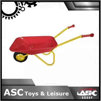 New Child Kids Metal Wheelbarrow - Red / Yellow - Toy Play Farm Gardening • £27.95