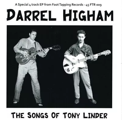 DARREL HIGHAM - SONGS OF TONY LINDER (4-Track EP  2019) Rockabilly Eddie Cochran • £7.50