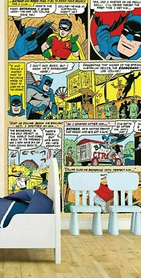 Large Wall Mural Batman Robin Comic Strip Art DC Cartoon Wallpaper Retro Bedroom • £15