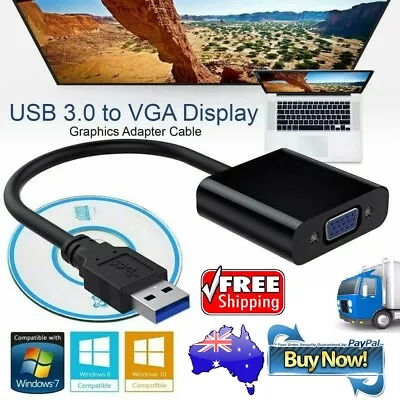 USB 3.0/2.0 To VGA Adapter Windows 7/8/8.1/10 Laptop PC Monitor Projector HDTV • $22.49