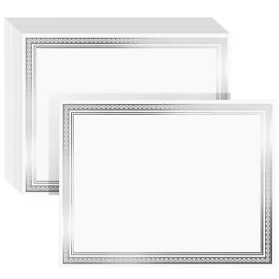 50 Sheets Certificate Paper For Printing With Silver Foil Border (8.5 X 11 In) • $18.99