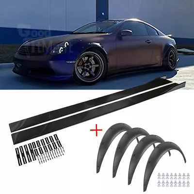 For Infiniti G35 Coupe Sedan Side Skirt Extensions + Fender Flares Wheel Arches • $129.32