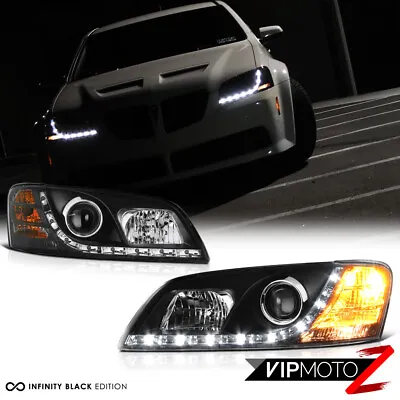 2008-2010 Pontiac G8 [LED DRL Strip] Black Projector Headlight Head Lamp PAIR • $218.87
