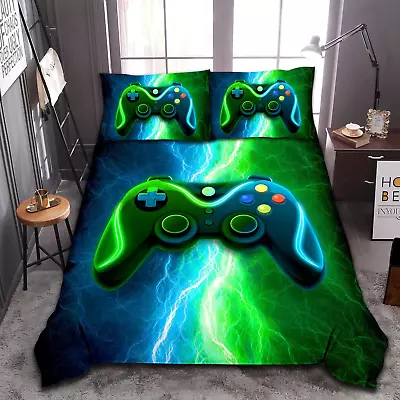 Gamer Gaming Bedding Sets Red Blue Lightnings Gamepad Comforter Set For Boys Gam • $58.86