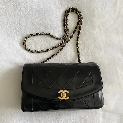 Chanel Vintage Diana Flap Bag Quilted Lambskin Small Black • $3350