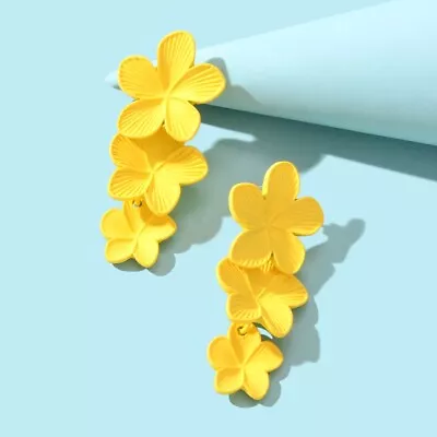 Fashion Jewellery Yellow Flower Stud Candy Color Pierced Gift Earrings For Women • $2.98