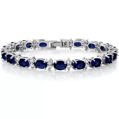 $62.02 • Buy 20.00 Ct Oval Blue Sapphire 925 Sterling Silver Tennis Bracelet 7 Inch