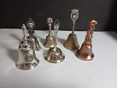 Lot Of 6 Metal Metallic Souvenir Bells - Handheld 3 And 4 Inch  • $18.99