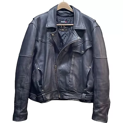 Vintage Echtes Leder Echt Leer Leather King Motorcycle Jacket Size 46 Black • $129