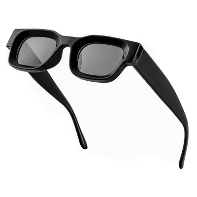 Small Black Retro 90's Thick Square Frame Men Women Rectangle Sunglasses • $12.99