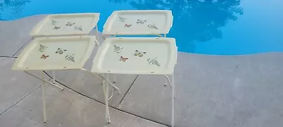 4 Vintage Mid Century Fiberglass TV Trays Metal Legs Butterfly Design • $129