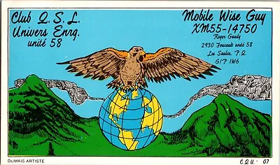 Vtg 1980s CB Radio QSL Post Card Les Saules Quebec Retro Shack Collectible • $10.95