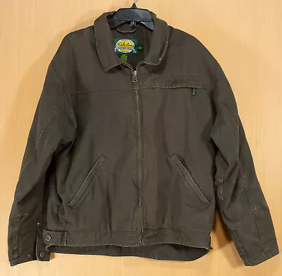 Cabela's Men's Fleece-Lined Dark Olive Canvas Duck Jacket Size L Large Regular • $35