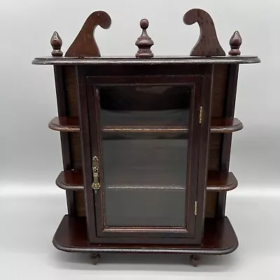 Vintage Wall Glass Door Wood Curio Cabinet Jewelry Shadow Box • $52