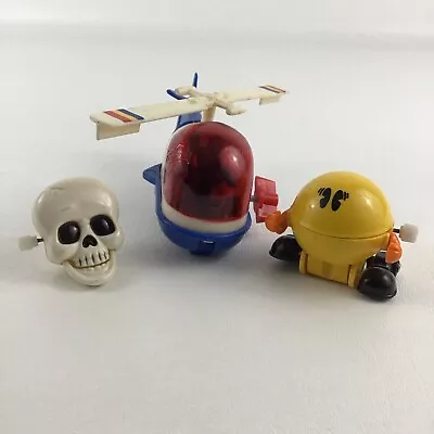 Vintage Wind Up Toy Lot Chattering Clip On Skull Pac-Man Helicopter 1980's Toys • $13.56