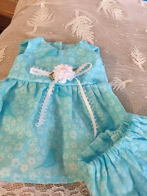 DOLL CLOTHES 4 BABY ALIVE SUN DRESS W/PANTIES Lite Blue With Flowers And Birds • $8.75