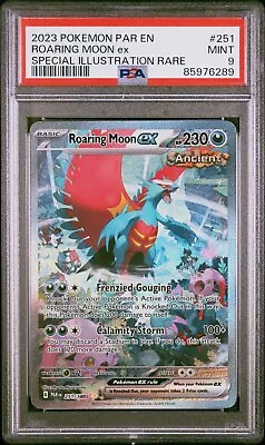 PSA 9 MINT Roaring Moon EX Special Illustration Rare Pokemon 251/182 • $79.99