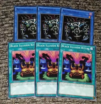 YuGiOh RELINQUISHED MIL1-EN008 + BLACK ILLUSION RITUAL MIL1-EN020 X3 PLAYSET • £3.90