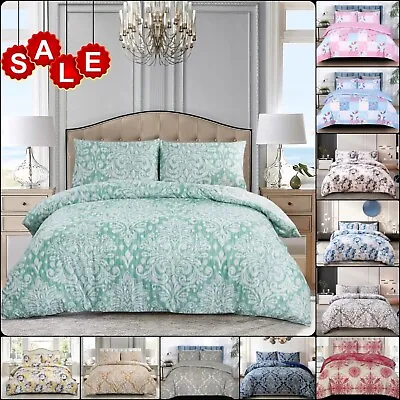 3 Piece Floral Bedding Set Rich Cotton Duvet Quilt Cover For Winter In All Size • £12.01