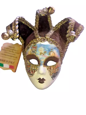 Dark Brown Ceramic Miniature Jollini Venetian Masquerade Mask Italy • $48.95