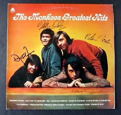 The Monkees Greatest Hits LP Signed By 4 Davy Jones Micky Dolenz Peter And Mike • $185