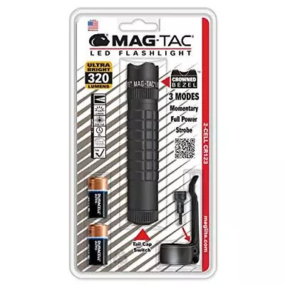 Mag-Tac LED 2-Cell CR123 Flashlight - Crowned-Bezel Matte Black • $49.07